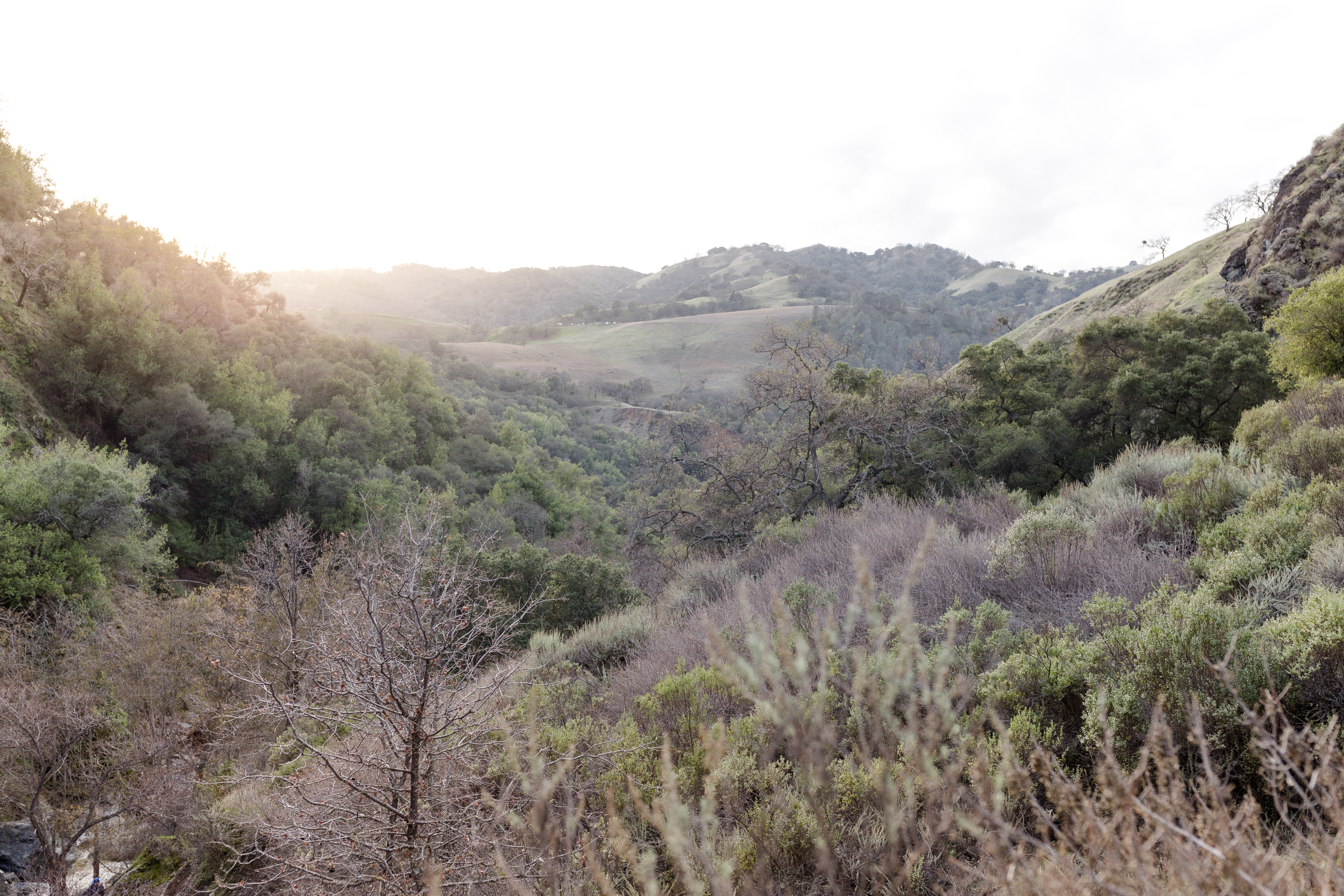 Sunset over the valley of Little Yosemite in Sunol, CA