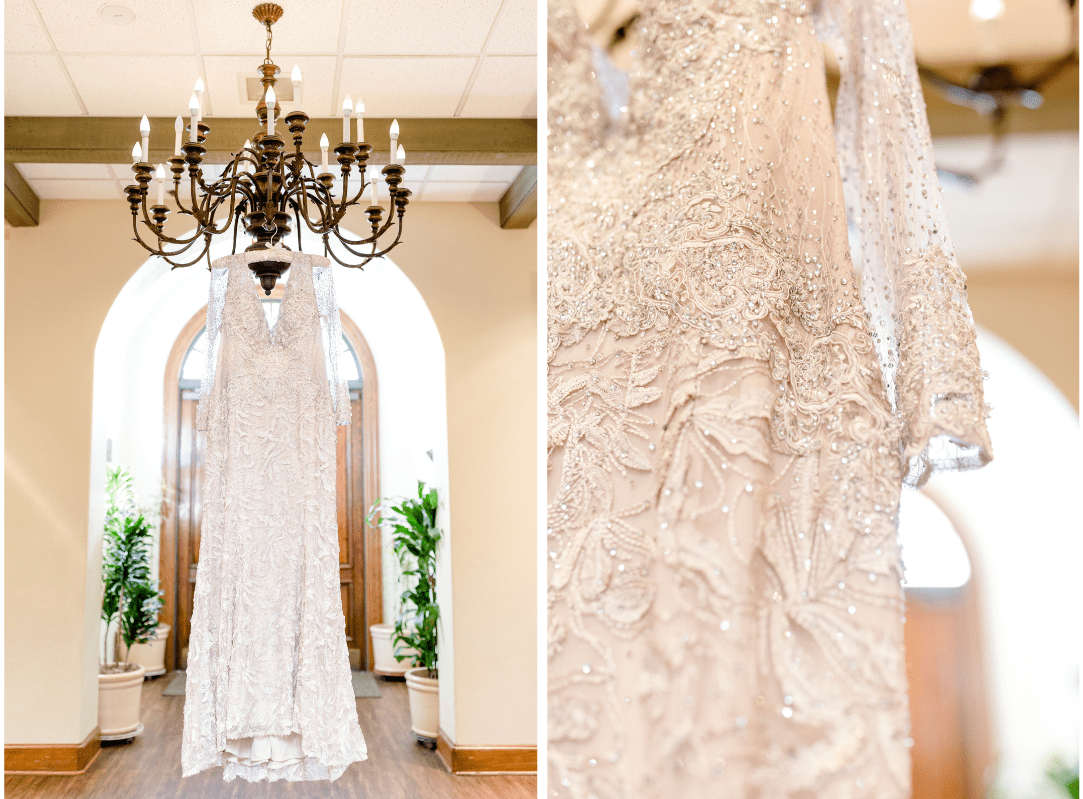 Vintage rose wedding dress at Poppy Ridge Golf Course