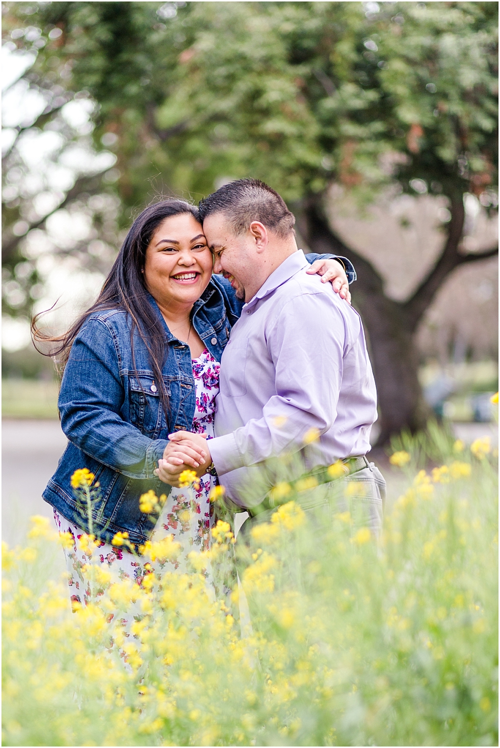 Couple at Vallejo Mills Historical Park near Niles Canyon, standing in the wildflowers