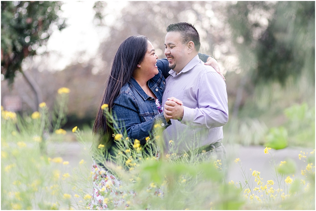 Couple at Vallejo Mills Historical Park near Niles Canyon, standing in the wildflowers