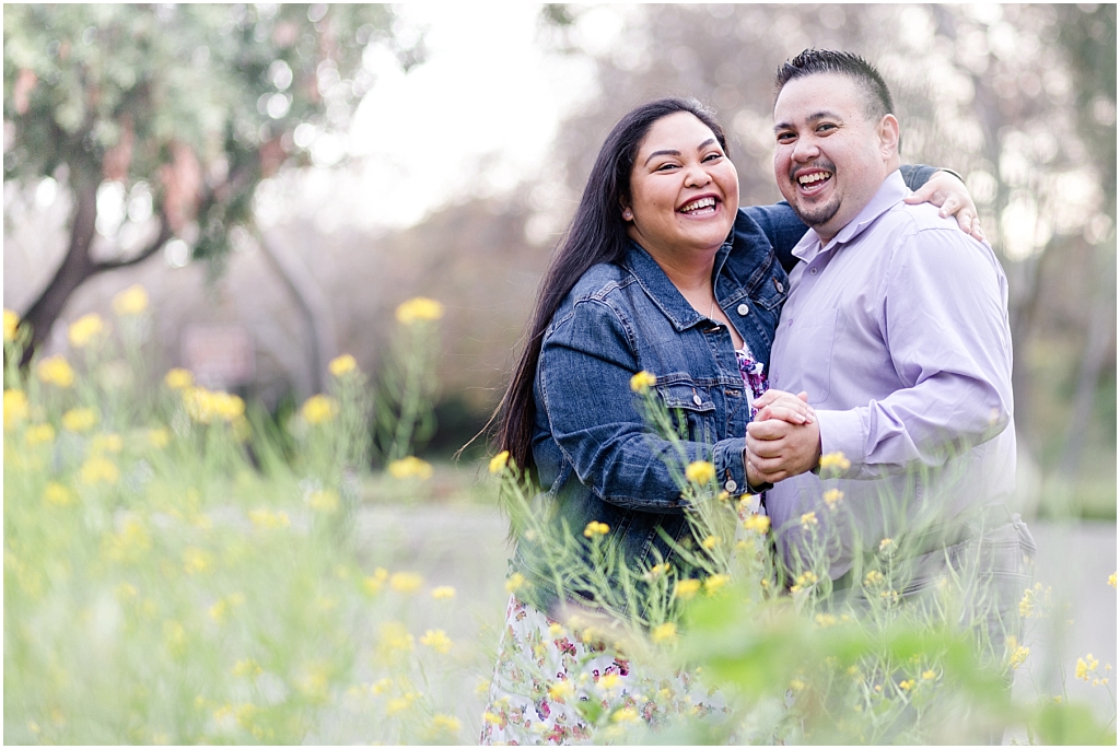 Couple at Vallejo Mills Historical Park near Niles Canyon, standing in the wildflowers