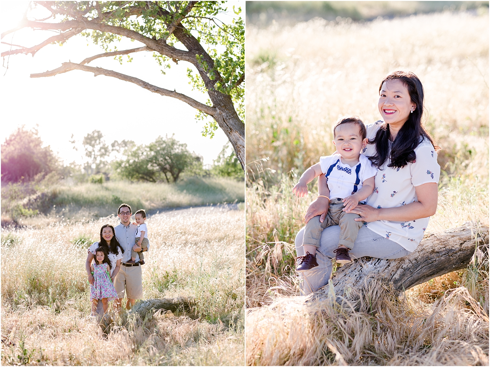 Family photo underneath a tree near the disc golf course on the Arroyo Mocho Trail