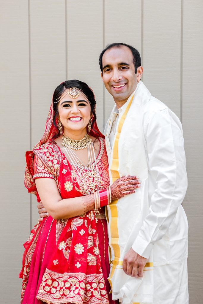 Indian bride and groom's first look at Napa Silverado Resort, portrait shot by Amber Rivas Photography