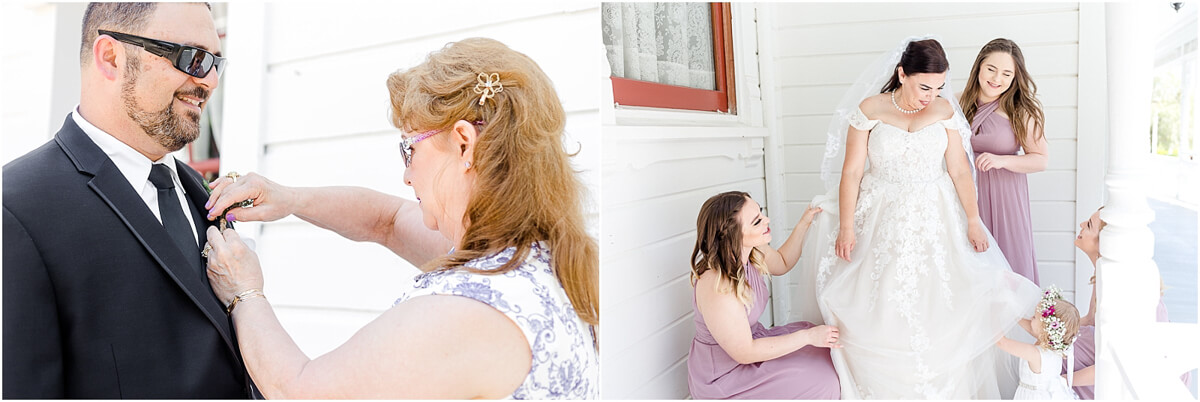 Bride gets ready with daughters for her Ravenswood summer wedding